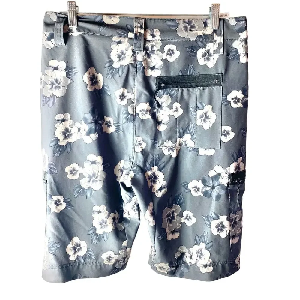 Champs Gray Floral Board Shorts Size 32